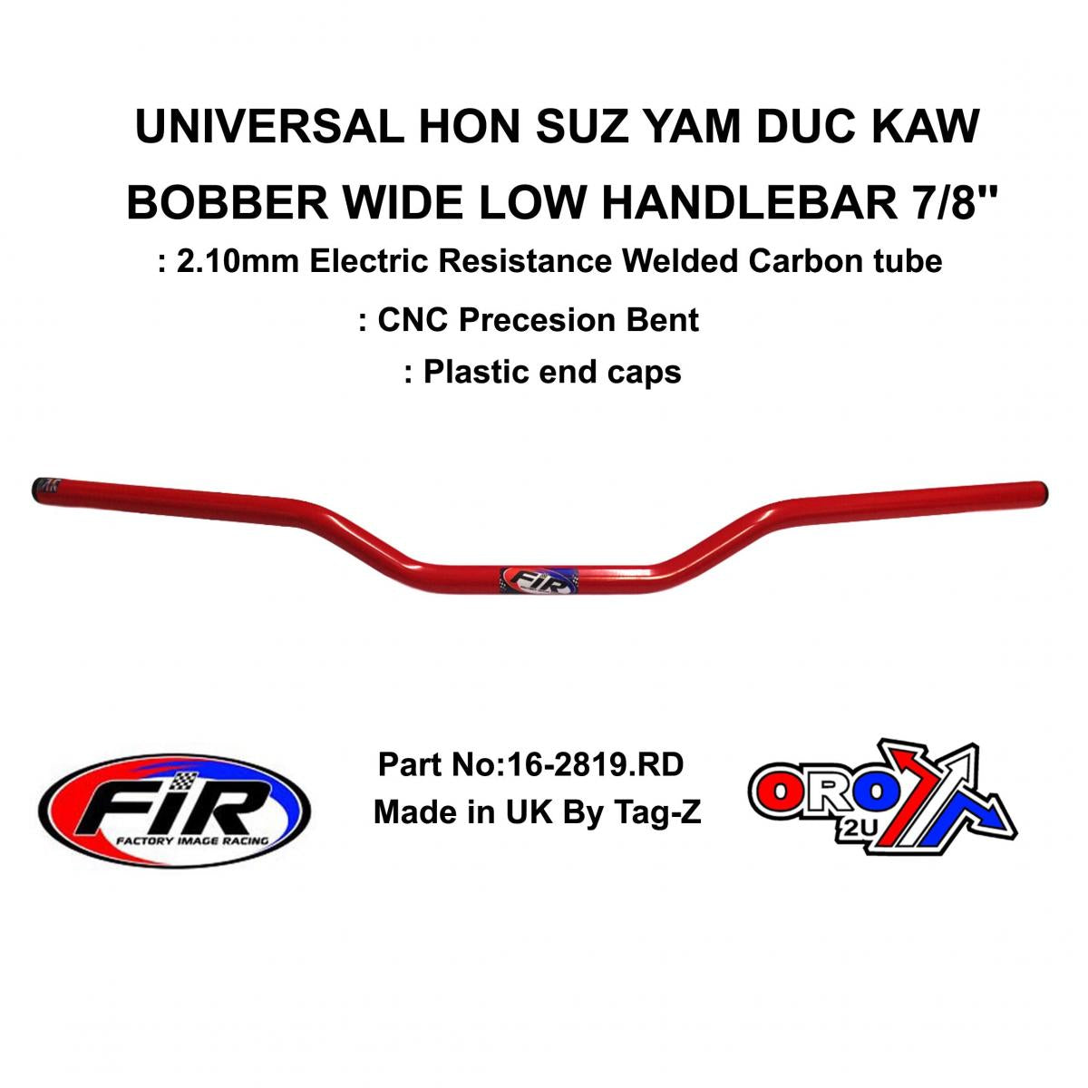BOBBER HANDLEBAR 7/8'' RED, HON SUZ YAM DUC KAW WIDE, / RE: CML405128