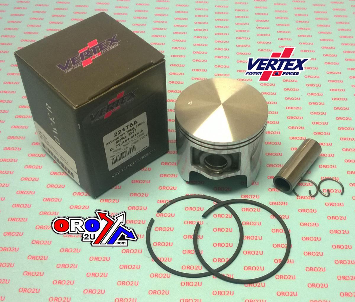 PISTON KIT VERTEX 72.5 D BETA TECNO-ALP 250 95-97, VERTEX 22176D BETA MOTOR TRIAL