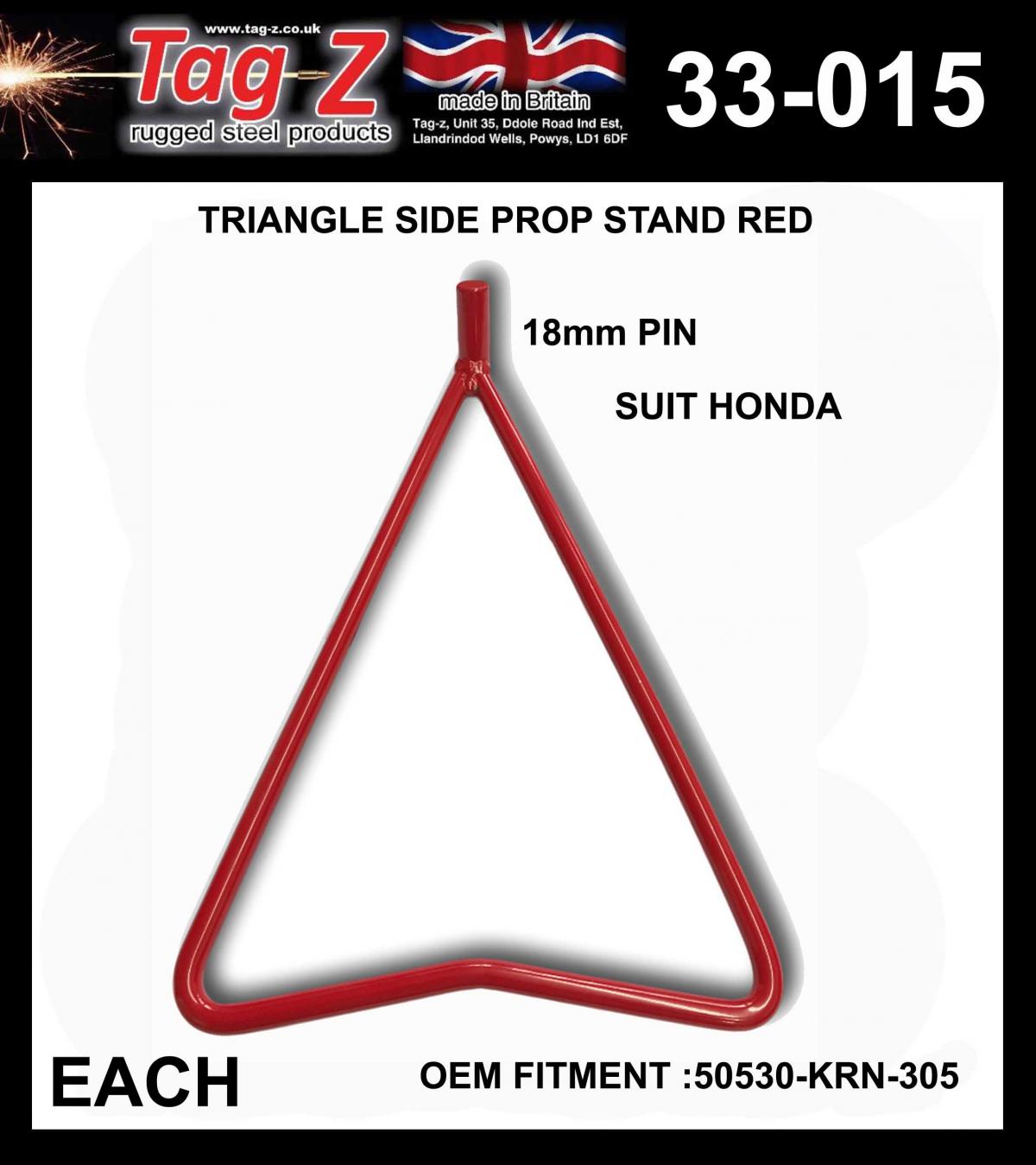 TRIANGLE SIDE PROP STAND RED, HONDA 50530-KRN-305 2002>2019