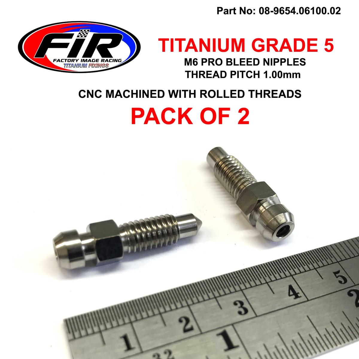 TITANIUM GR5 M6x1.00mm BLEED NIPPLE, PACK OF 2 / 34212314017 631.4.004.1A, / 105.3387.10