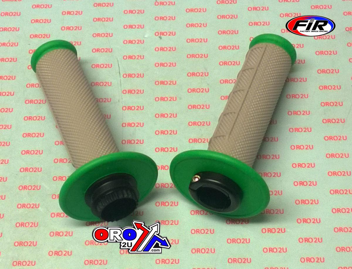 LOCK ON GRIPS HALF WAFFLE, SOFT GREY/GREEN, MX-08752GN, ODI STYLE, FIR -