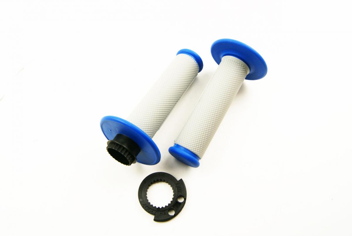 LOCK ON GRIP SET 16-19 KTM HUSQ, HALF WAFFLE SOFT GREY/BLUE, ODI STYLE, FIR -