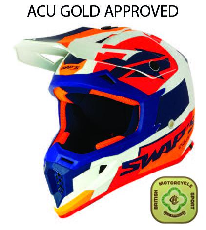 MX HELMET XL 62 WHITE/BLUE SWAP'S S818 FULL FACE CSW2G7105 !!ACU GOLD APPROVED!!