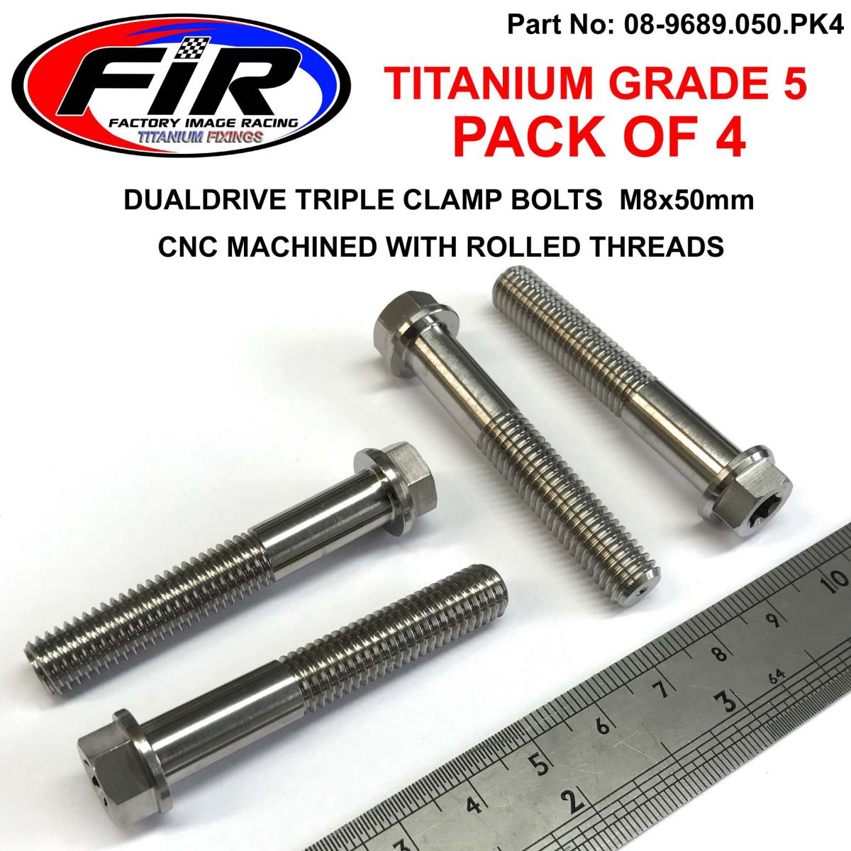 GR5 TITANIUM BOLT M8x50mm PK4, TRIPLE CLAMP BOLTS / DUALDRIVE, / KTM RE: 25080506