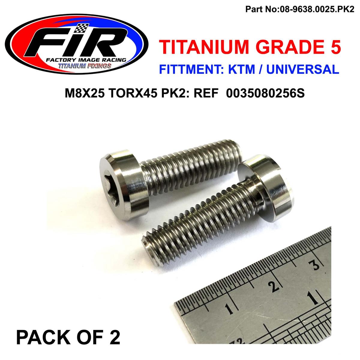 GR5 SCREW M8X25 TORX45 PK2, TITANIUM - KTM 0035080256, / 0035080256S