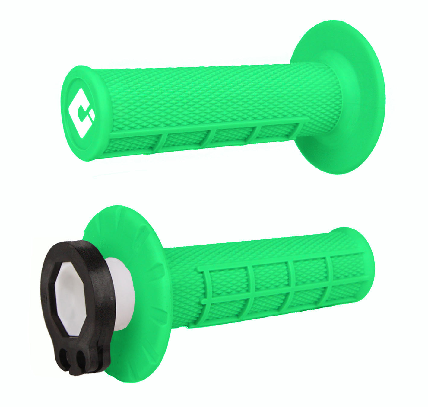 ODI Half Waffle MX Lock-On Grip Set Flo-Green