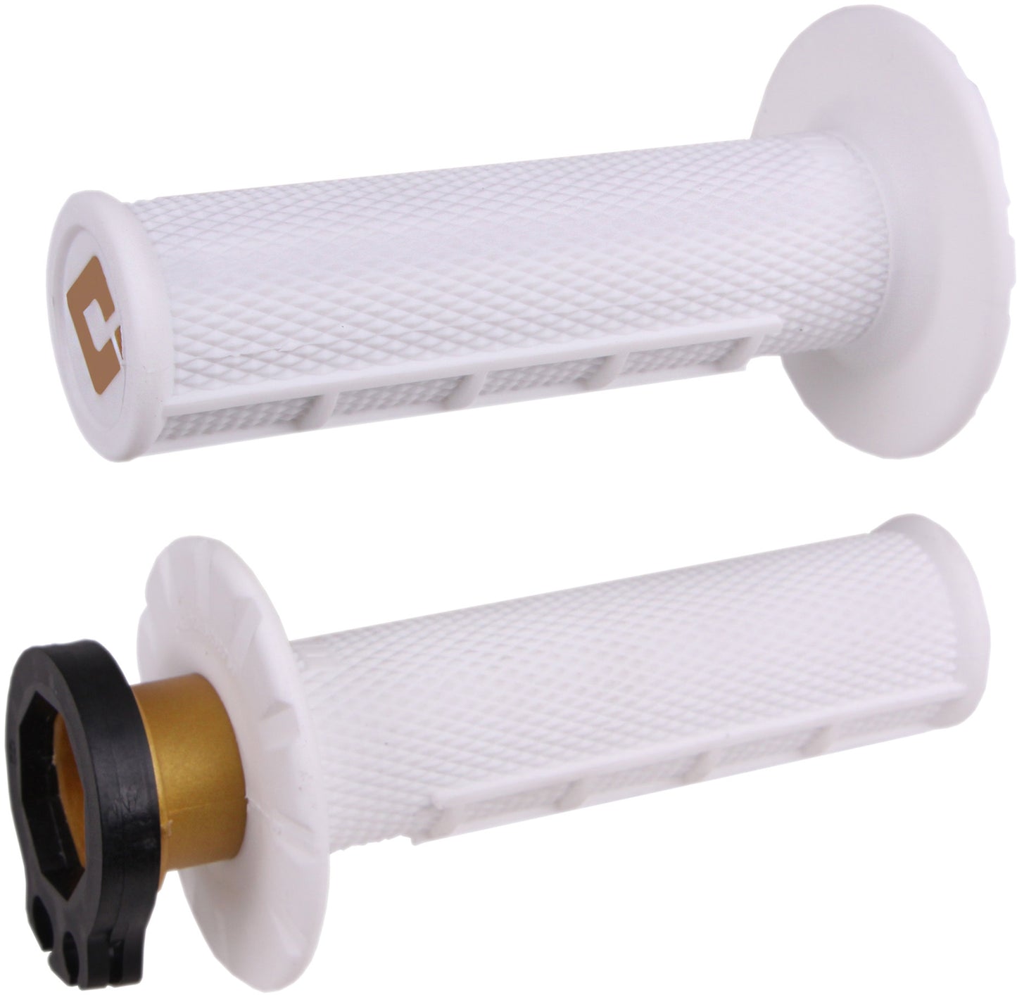 ODI Half Waffle MX Lock-On Grip Set PRO White