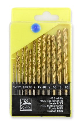 Titanium Twist Drill Bit Set 1.5mm - 6.5mm 13PCS