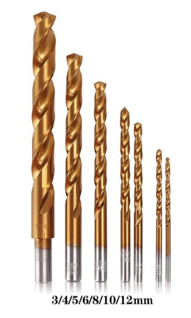 Titanium Twist Drill Bit Set 3.0-12mm 7PCS