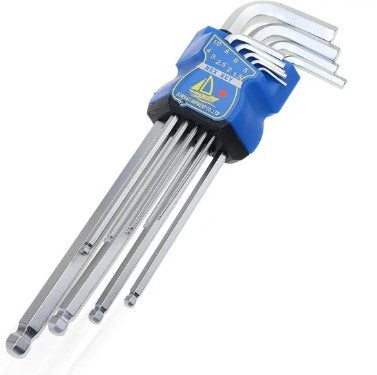 BALL END ALLEN SET 9 PCS HEX KEY METRIC LONG ARM CRV STEEL