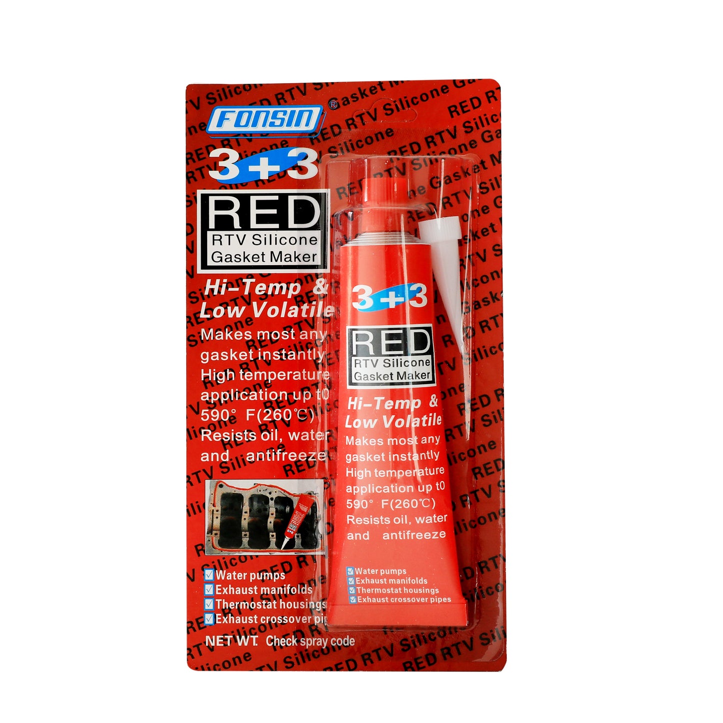 GASKET MAKER HI TEMP RED RTV SILICONE 100g