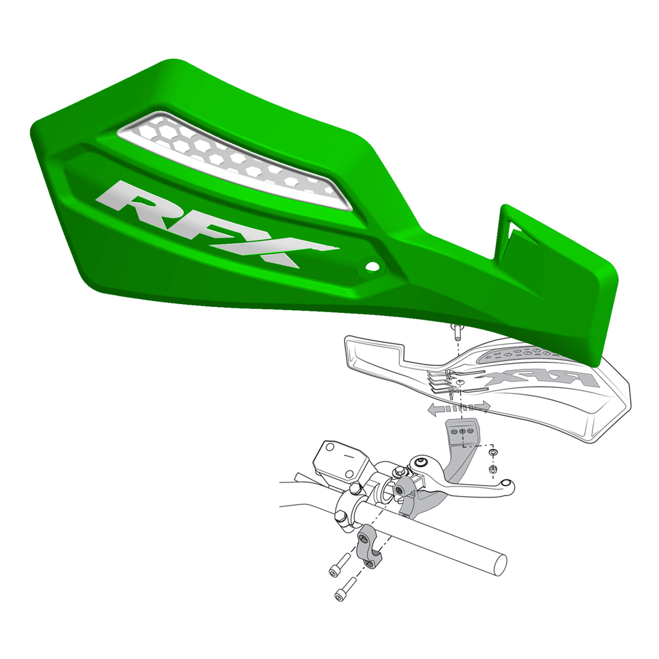 RFX 1 Series Handguard (Green/White) Inc Fitting Kit