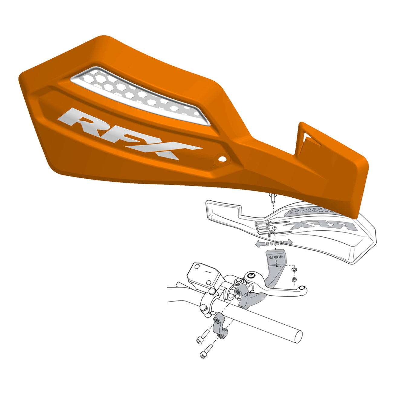 RFX 1 Series Handguard (Orange/White) Inc Fitting Kit