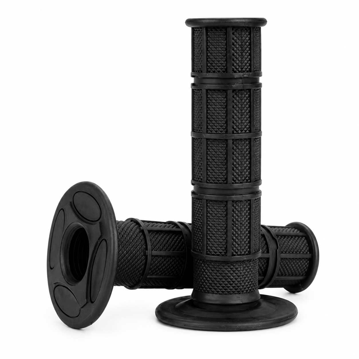 FULL WAFFLE GRIPS BLACK 22 25mm CR CRF XR YZ WR TTR KX KLX RMZ RMX RM TC TE FC FE ATV