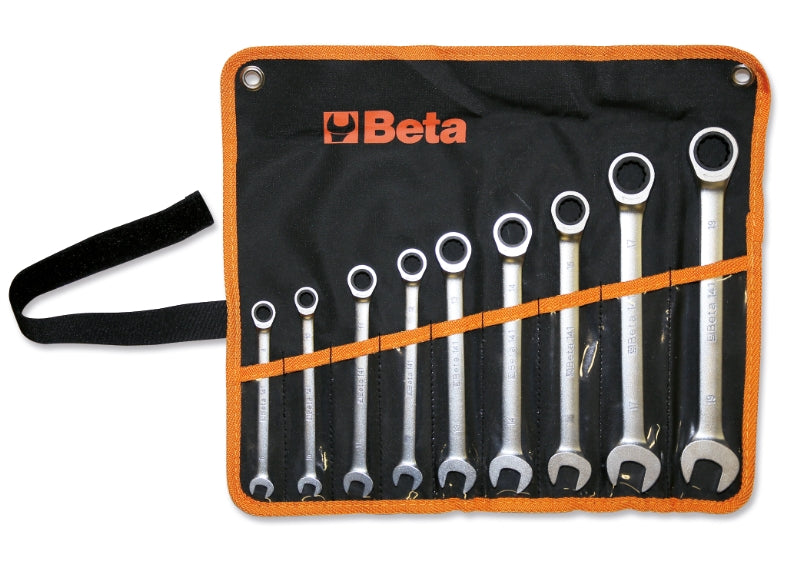 Ratcheting Combination Wrench Set in Wallet 8mm - 19mm - Beta Tools 141/B9