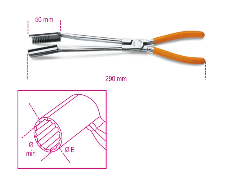 Curved Long Nose Spark-Plug Pliers 15 Min 14mm - Beta Tools 1474L