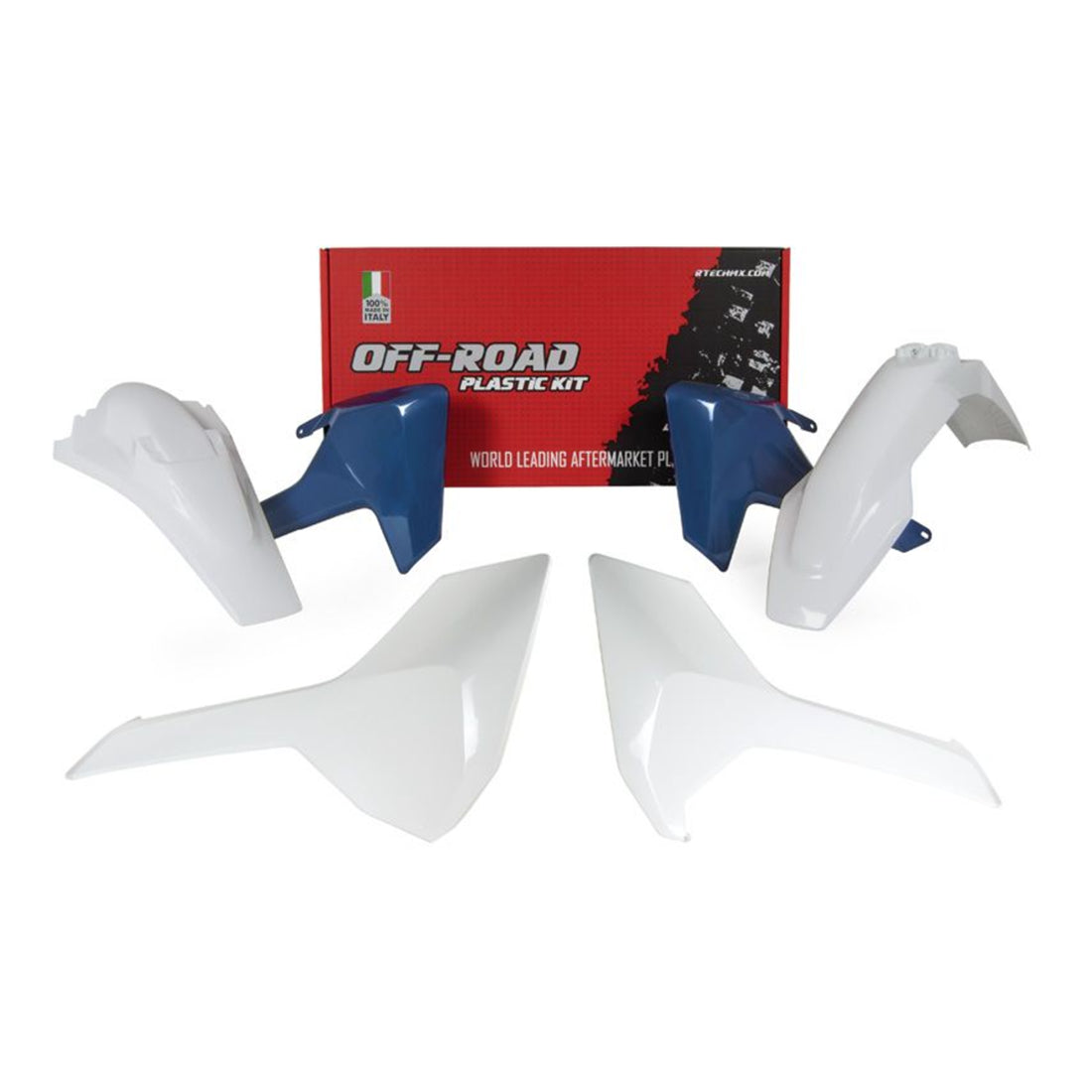 Racetech Plastic Kit TE-FE150-250-300-350-501 17-19 (4 pcs) OEM 17-18 / White / Husqvarna Blue