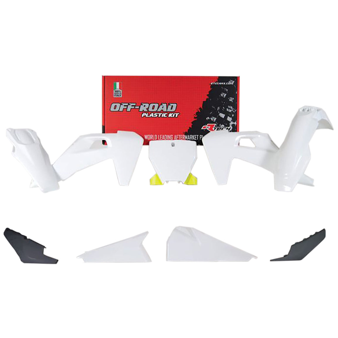 Racetech Plastic Kit TC-FC125-450 19-22 (6 pcs) OEM / White / Husqvarna Yellow / Anthracite Grey