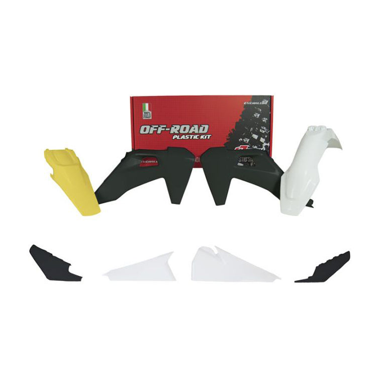 Racetech Plastic Kit TE-FE150/250/300/350/450 20-23 (5 pcs) White / Black / Husqvarna Lemon Yellow