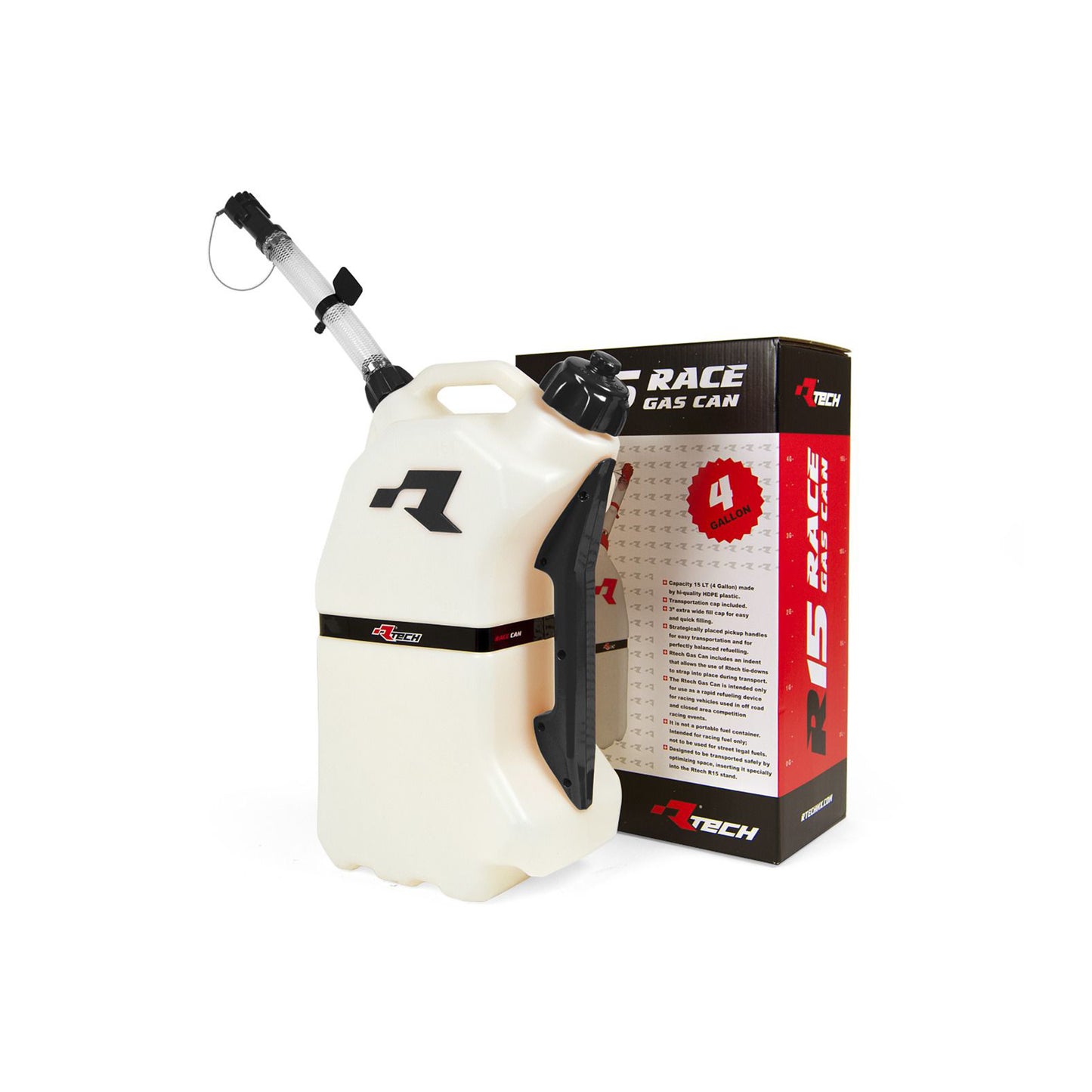 Racetech Fuel Can (15L) w/Flexible Hose Spout Clear / Black