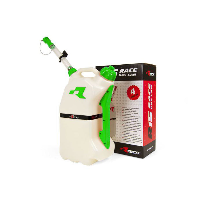 Racetech Fuel Can (15L) w/Flexible Hose Spout Clear / Green