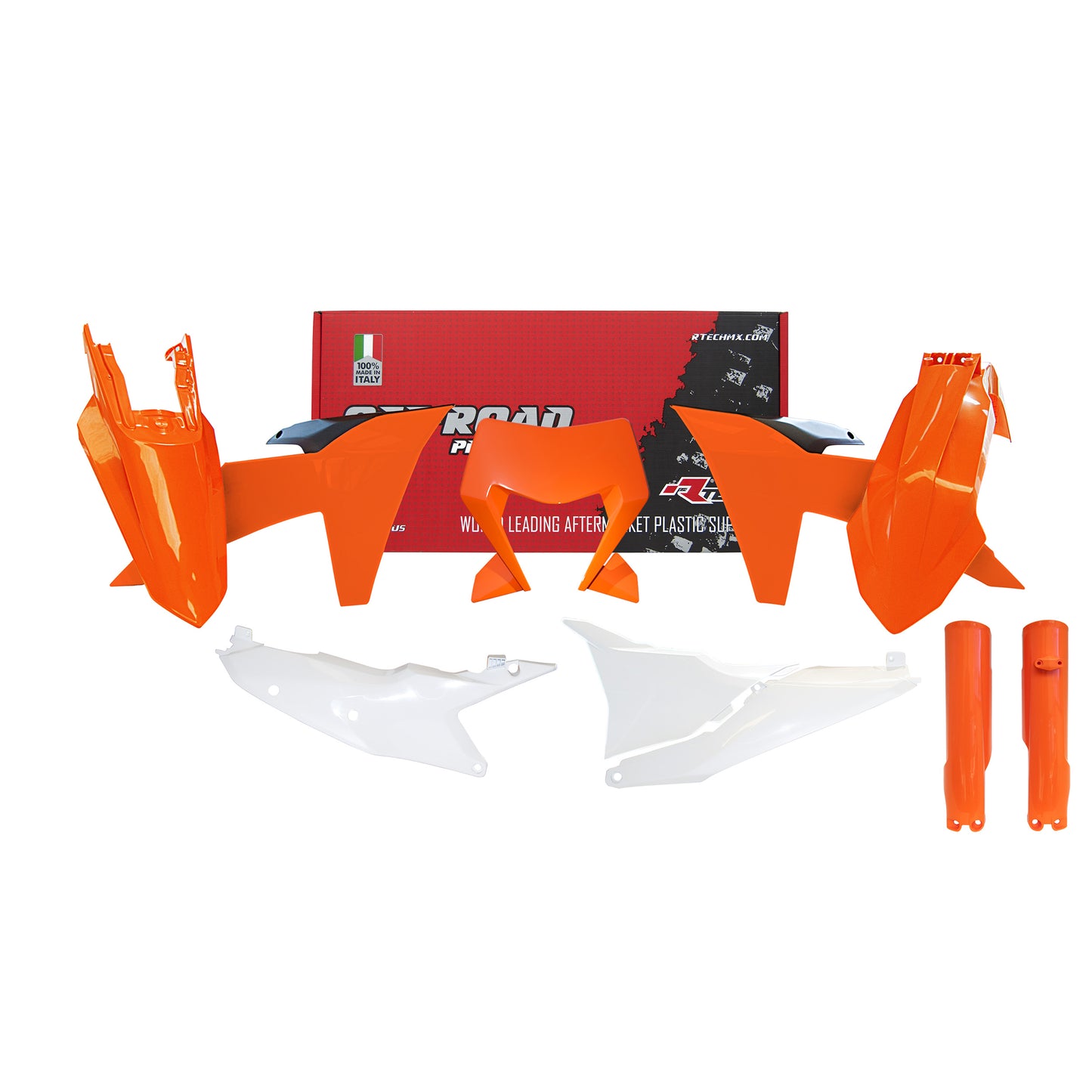 Racetech Plastic Kit EXC/EXCF150/250/300/350/450 24 (7 pcs) OEM / KTM Orange / Black / White