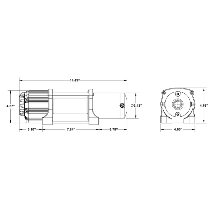 12V WINCH 2 TON 2,000KG, ATV/UTV, SYNTHETIC ROPE, 4 BOLT, SUPERATV WN-4500
