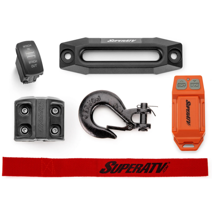 12V WINCH 2 TON 2,000KG, ATV/UTV, SYNTHETIC ROPE, 4 BOLT, SUPERATV WN-4500