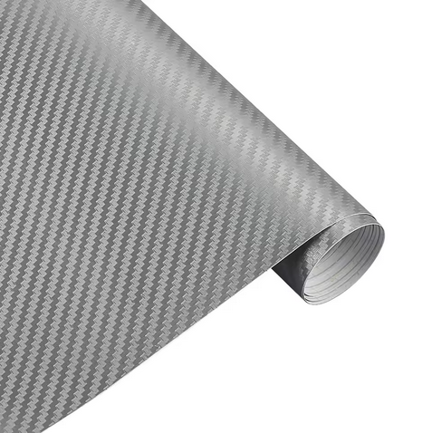 CARBON FIBER DECAL 30x127cm SILVER 3D FIBER VINYL SHEET