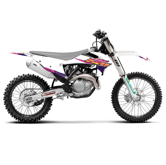 19-22 SX/SXF 20-23 EXC, KTM RETRO PURPLE AND PINK BLACKBIRD DECAL KIT, 2547AA