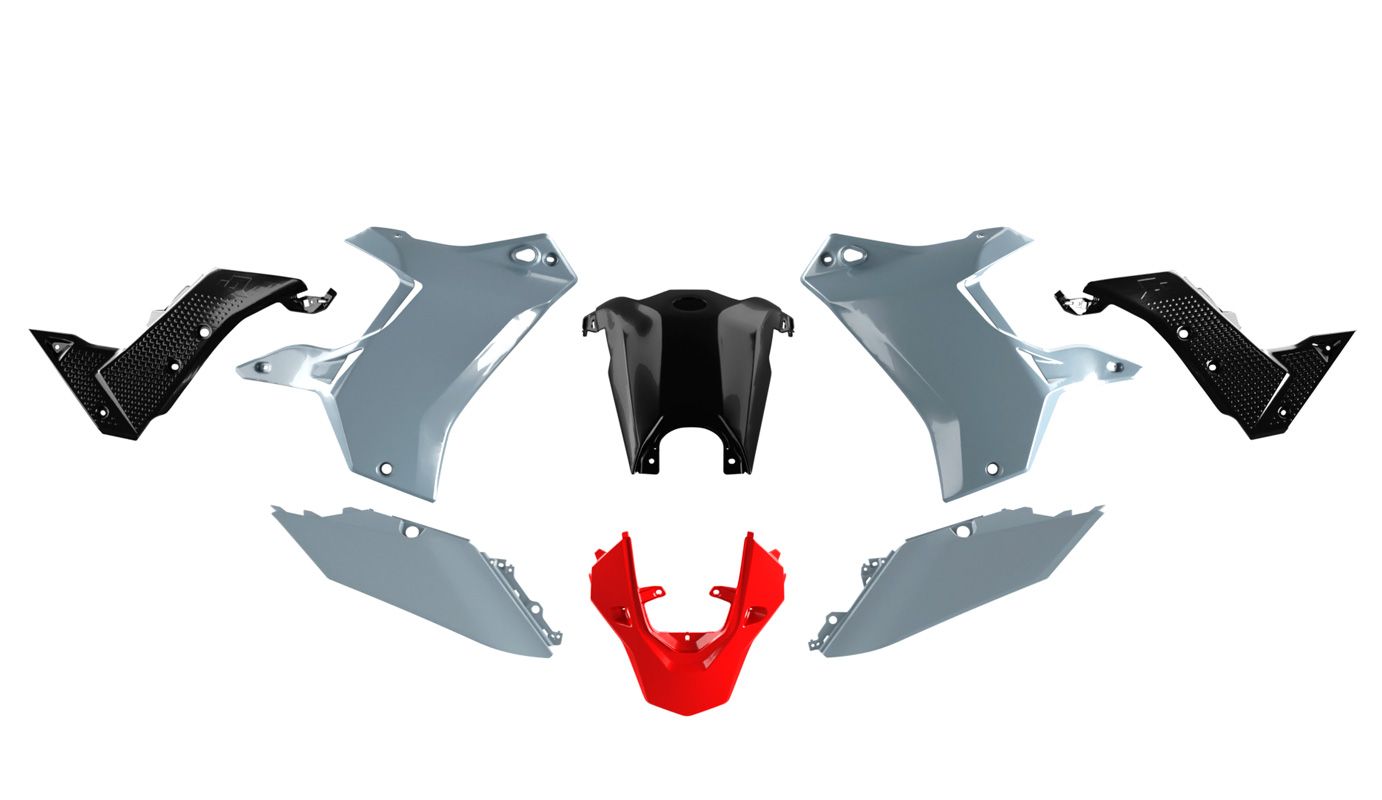 PLASTIC KIT YAMAHA T7 19-24, GREY/BLACK/RED, RTECH R-KITT70-GR1-024