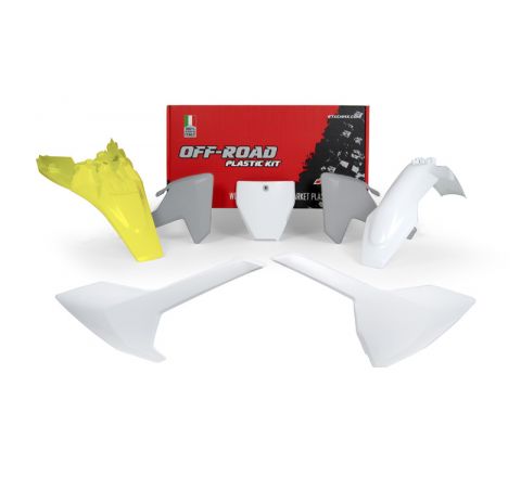 PLASTIC KIT/5 18-24 HUSKY TC85, WHITE/GREY/LEMON YELLOW, OEM 2023-24 RTECH R-KITHSQ-OEM-586