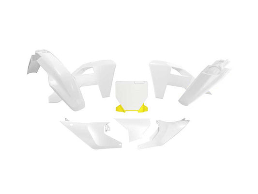 PLASTIC KIT 6PCS HUSQVARNA TC/FC/TX/FX 2025-26, R-TECH R-KITHSQ-OEM-525 WHITE HSQ YELLOW