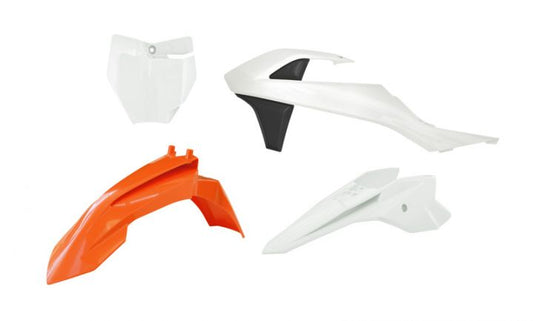 PLASTIC KIT/4 ORANGE/WHITE/BLACK, KTM 50 SX 2016-23, SX-E 20-24, RTECH R-KITKTM-AR2-050