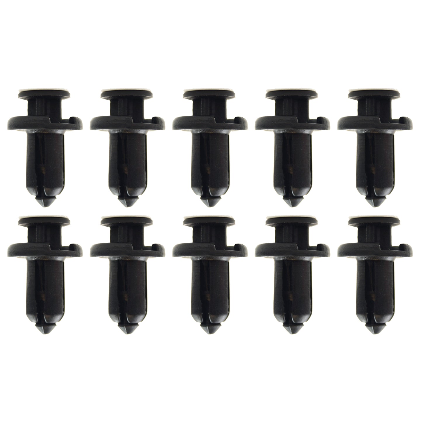 (PACK OF 10) M10 PLASTIC CENTER PUSH FENDER CLIPS RIVETS, 10mm x 20mm x 20mm