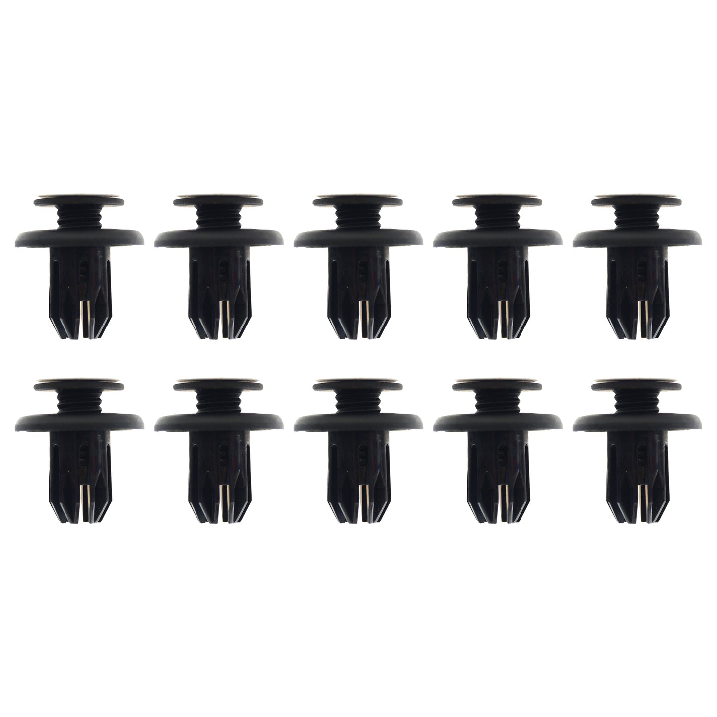 (PACK OF 10) M10 PLASTIC CENTER SCREW FENDER CLIPS RIVETS, 10mm x 17mm x 20mm