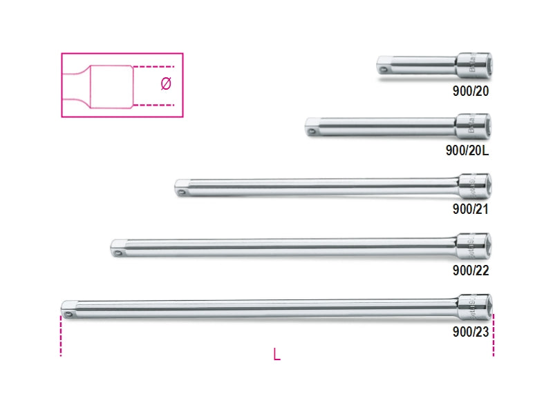 Extension Bar, 1/4" Female to Male Drive, 150mm Length - Beta Tools 900/21