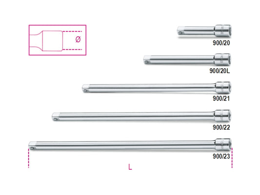 Extension Bar, 1/4" Female to Male Drive, 150mm Length - Beta Tools 900/21