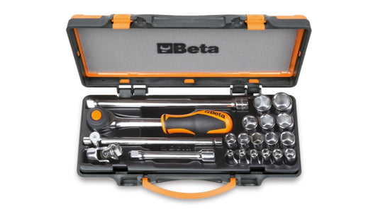 Hexagon Socket and Accessory Set in Metal Case 16 Sockets 5 Accessories - Beta Tools 910A/C16HR