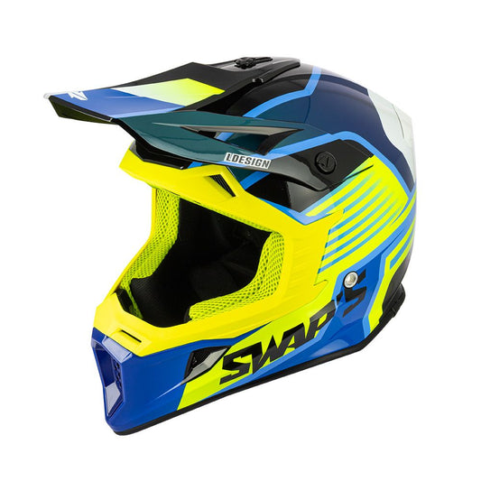 MOTOCROSS HELMET SWAPS S818 - SHINY FLUO YELLOW - SIZE XL 61cm - 62cm
