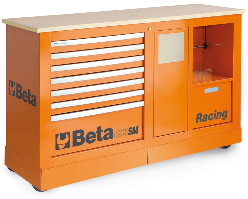 Special Mobile Roller Cabinet Racing SM Type with 7-Drawer Module and Service Module - Beta Tools C39SM-R