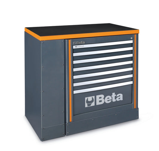 Workbench 1m with 7-Drawer Fixed Module, Shockproof PVC Worktop, Adjustable Feet, 1024x700mm - BetaRSC55 C55BO/1