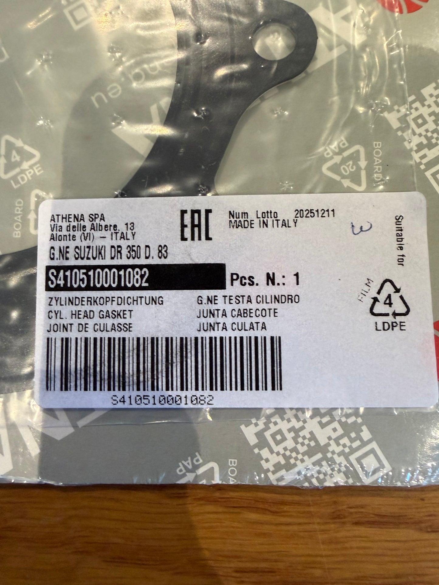 CYLINDER HEAD GASKET DR350 S/SE 90-98, ATHENA S410510001082 SUZUKI