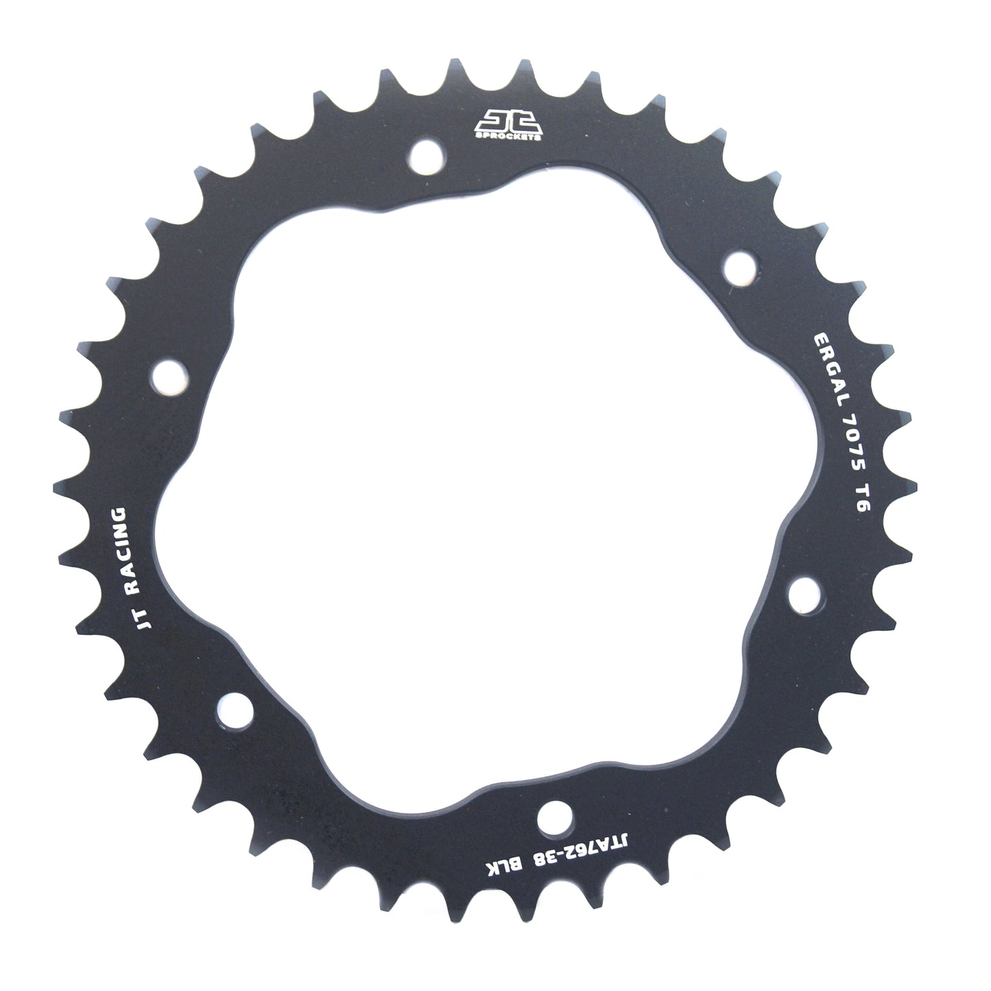 REAR SPROCKET ALLOY BLACK, JTA762.38BLK.7075-T6 Aluminium. DUCATI 520 Chain Conversion