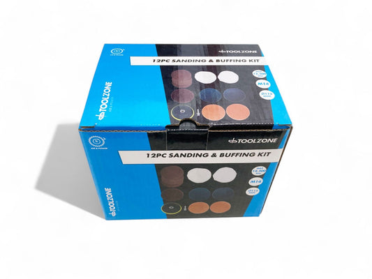 SANDING AND BUFFING KIT 12 PIECES 115mm WITH M14 ARBOR - TOOLZONE KDPAB171