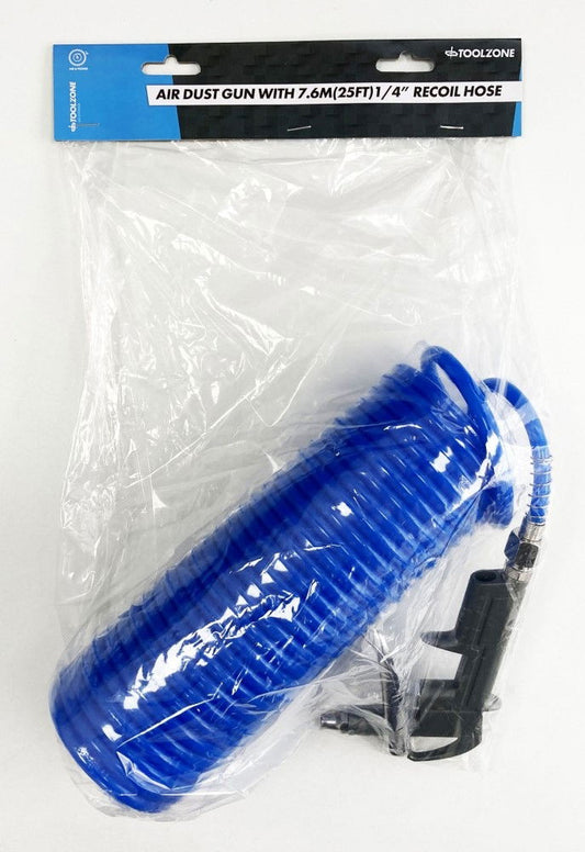 AIR DUST GUN WITH 7.6m x 1/4" RECOIL HOSE MAX PRESSURE 200psi - TOOLZONE KDPAT037