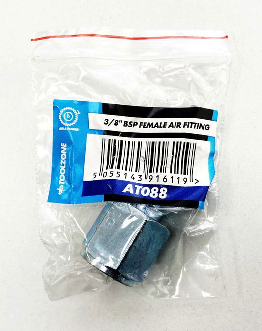 AIR FITTING 3/8" bsp FEMALE ZINC PLATED STEEL SUITABLE FOR pcl FITTINGS - TOOLZONE KDPAT088