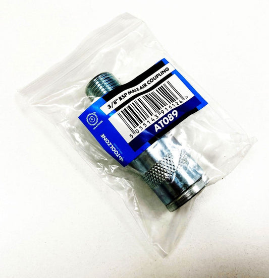 AIR COUPLING 3/8" bsp MALE ZINC PLATED STEEL COMPATIBLE WITH pcl FITTINGS - TOOLZONE KDPAT089