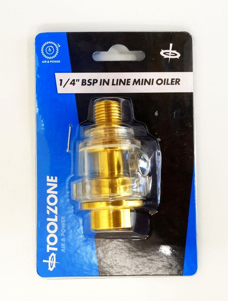 MINI IN LINE OILER 1/4" bsp FOR AIR TOOLS INCLUDES CONDENSATION VALVE - TOOLZONE KDPAT096