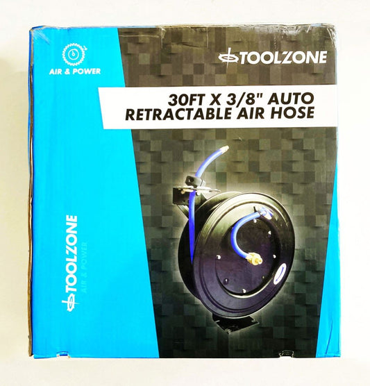RETRACTABLE AIR HOSE 30ft 3/8" WORKING PRESSURE 300psi AUTO REWIND - TOOLZONE KDPAT102